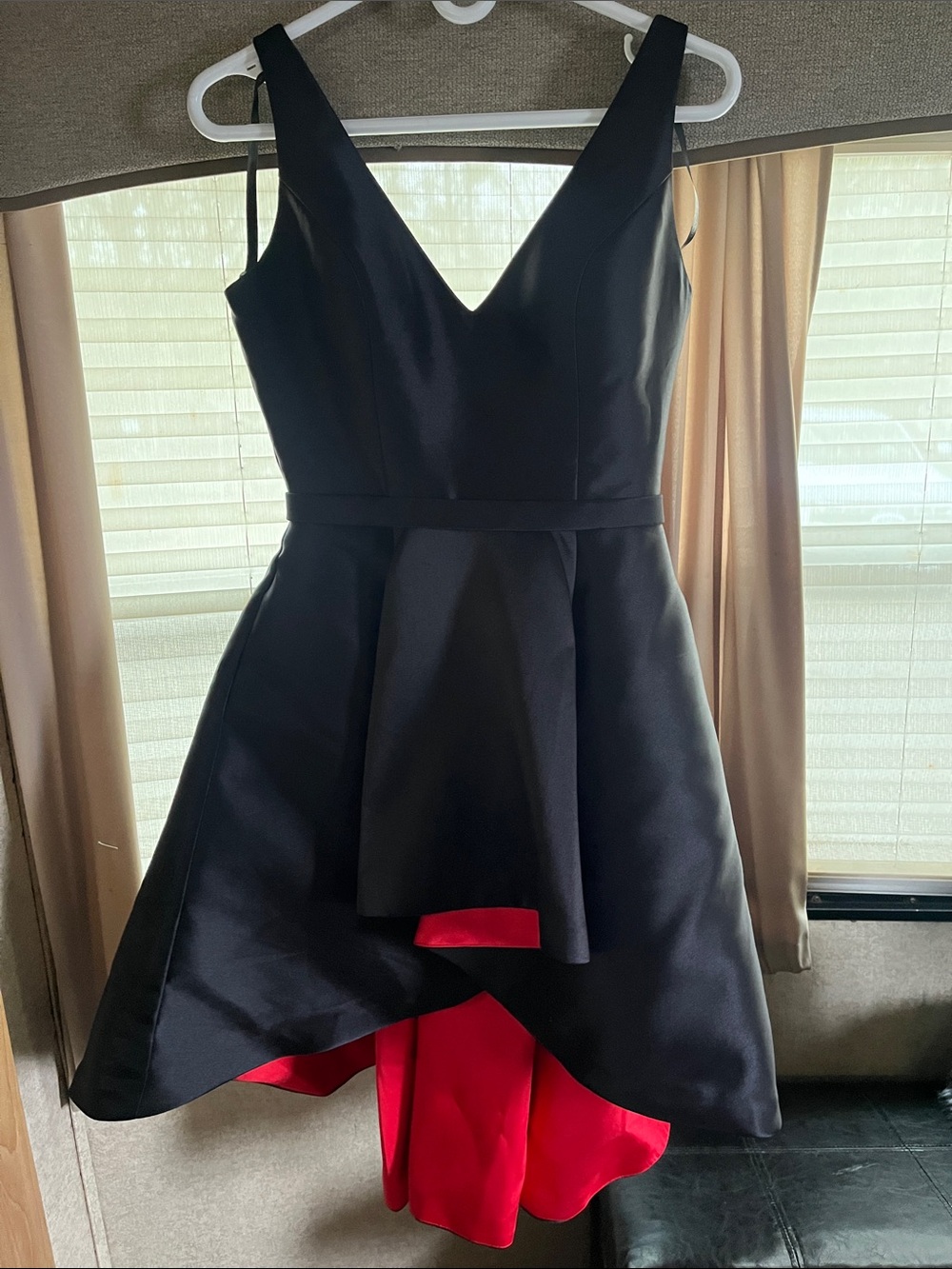 JVN by Jovani Black Dress with Red Lining and pockets
